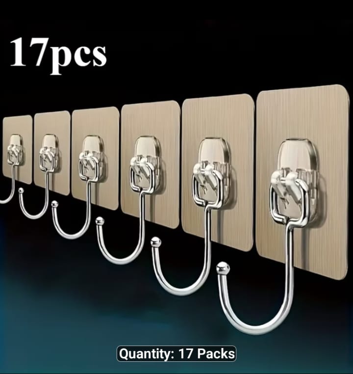 17pcs Super Strong Adhesive No-Drill Hooks