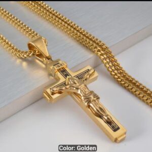 1PC Hip-Hop 18K Gold-Plated Cross Necklace with Thick Chain