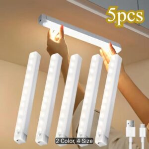 5PCS 20cm LED Motion Sensor Light Bar – Magnetic Under-Cabinet Night Lights