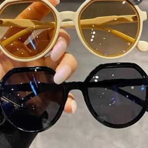 Retro Round Fashion Glasses for Women – Large Frame Candy-Colored Decorative Eyewear