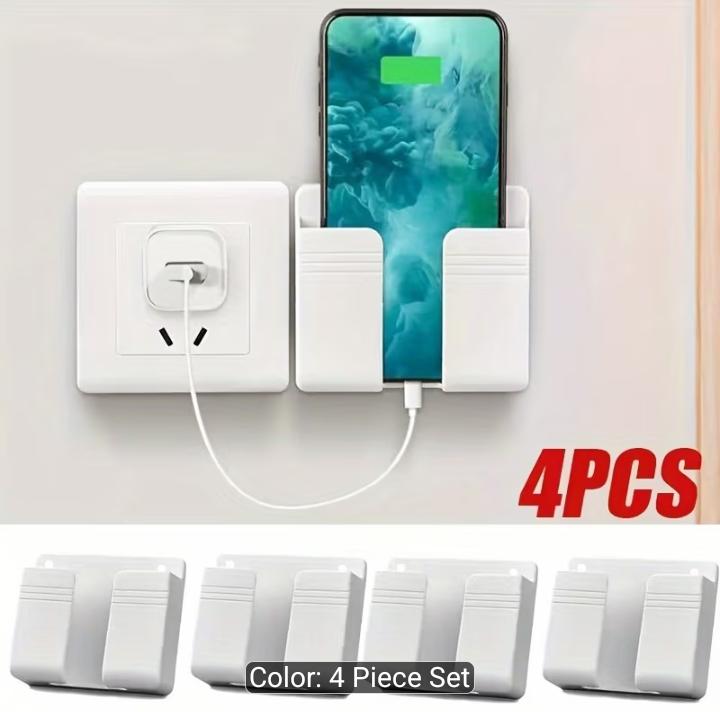 4PCS Multifunctional Wall-Mounted Phone Holder Set with Adhesive
